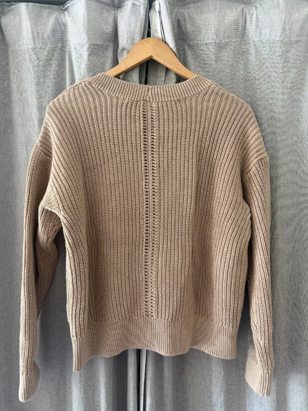 PACT Luxe Knit Cropped Cardigan Organic Cotton Oatmeal NWT Women's Size S - Picture 2 of 4